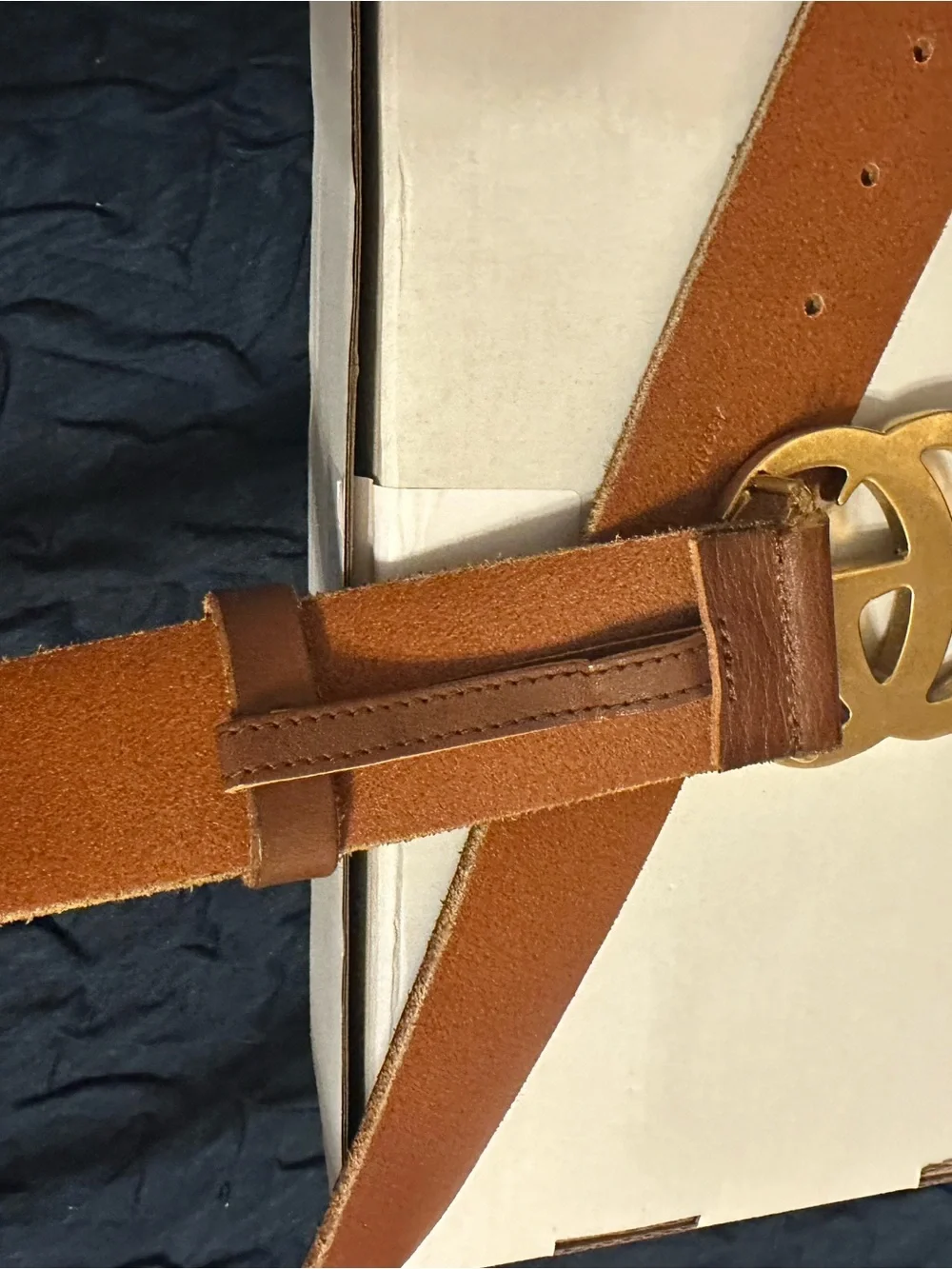 Gucci Tan Leather Belt with Antique Gold Double-G Buckle